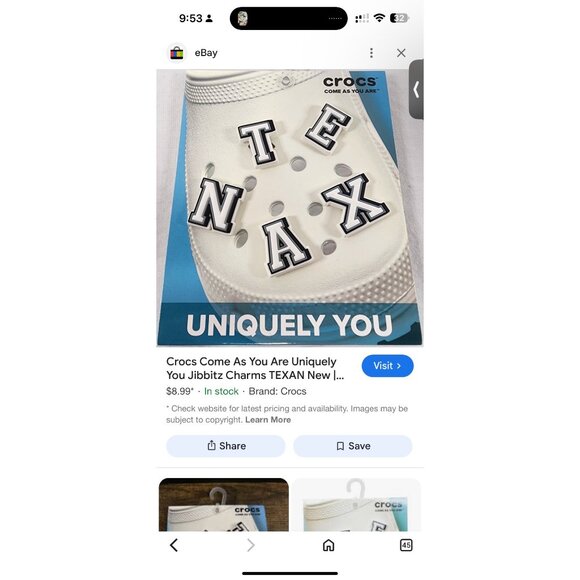 Crocs Jibbitz Texan Charms for Shoes NWT 5 Pack Letters - Picture 4 of 5